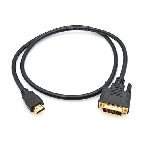 JZK 1M Cable HDMI a DVI, 1080P, bidireccional, Chapado en Oro, Adaptador conversor de HDMI Macho a DVI Macho para proyector, portátil, TV, PC, Reproductor de DVD