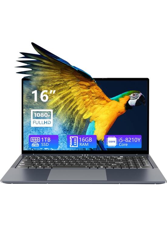 Ordenador portatil 16 Pulgadas, PC Portatil Core i5 hasta 3,60 GHz, 16GB RAM 1TB SSD Laptop, FHD 1920x1200,Teclado numérico retroiluminado de tamaño completo,Mini HDMI, WiFi 5,Win11 Pro, RJ45,tipo C