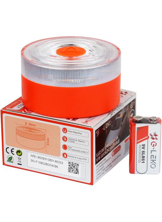 Baliza V16 Homologada DGT 3.0 con Geolocalización, Luz señal Emergencia para Coche,Alcance 1km, Resistente al Agua, Conectividad incluida durante 12 años (1)