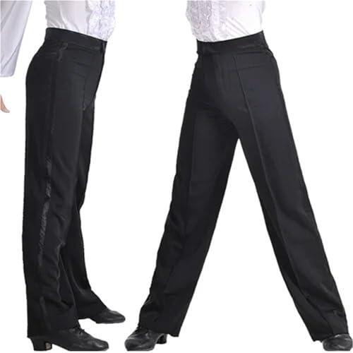 Pantalones de baile latino for hombre, pantalones de baile latino moderno de salón, pantalones de baile de rendimiento for niños, pantalones de satén negro, pantalones de bailarina(Size 2.6 Waist 86)