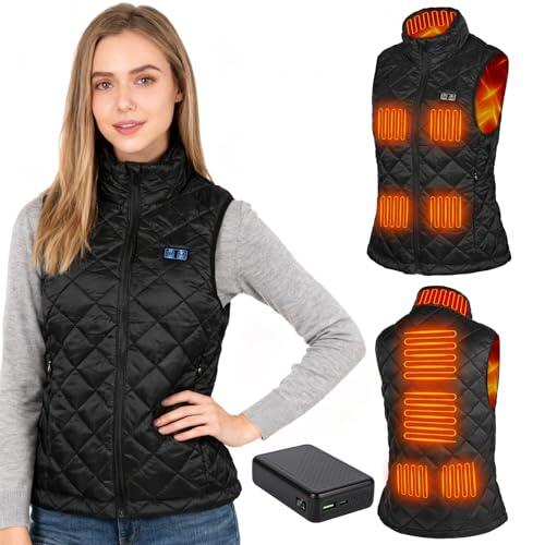 GuKKK Chaleco Calefactable, 20000mAh Chaleco con Calefacción Eléctrica USB para Mujeres Hombres, Carga Chaqueta Calefactora 9 Zonas de Calentamiento, Chaleco Térmico Ajustable con 3 Temperatura (S)