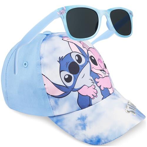 Disney Stitch Set Gafas de Sol y Gorra Niña, Protección UV400, Gorra Ajustable, Accesorios de Viaje, Regalo Infantil (Azul Stitch)