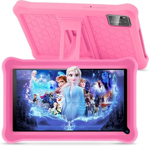 Tablet para Niños 7 Pulgadas, Tablet Android 13 con 8GB RAM 64GB ROM (mpliable 256 GB), Control Parental, Pantalla IPS HD, GMS Certified, WiFi, Tableta Niños Educativo con Funda de EVA (Rosa)