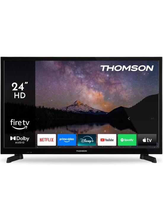 THOMSON 24 Pulgadas (60 cm) HD LED Smart TV con Fire TV, Control por Voz Alexa, AirPlay, Wi-Fi, Sintonizador Triple (Cable/satélite/Antena), Bluetooth 5.0, HDMI, USB, AV IN, Ci+, 24HF2S35