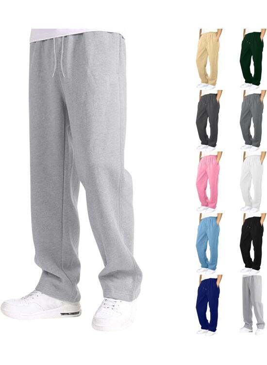 Generisch Pantalones de chándal para hombre, pantalones largos de algodón con bolsillos, ligeros, transpirables, pantalones deportivos y pantalones de chándal para deportes, yoga y ocio para el día a