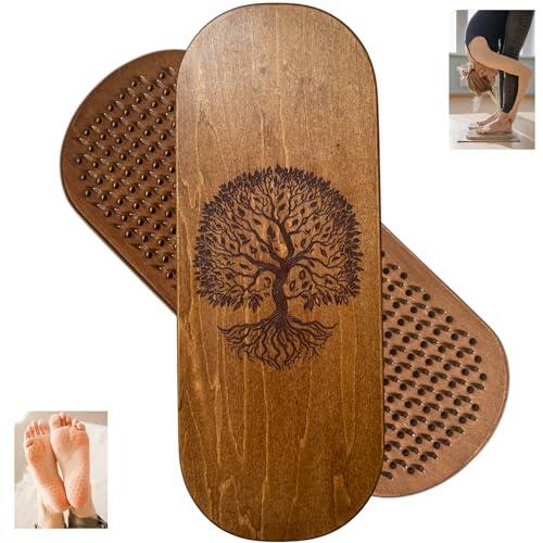 TENGRY Sadhu - Tabla de uñas de aluminio especialmente elaborada, ligera, compacta, para estar de pie sobre los pies, 0,39 pulgadas (10 mm), madera, masaje de acupuntura, regalo de yoga (árbol marrón)