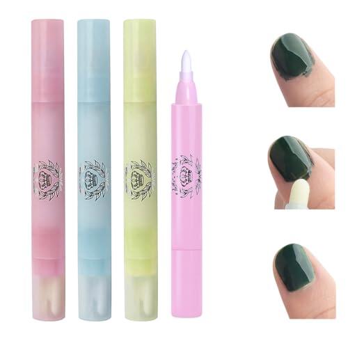 4 Pz Bolígrafos de Corrector de Esmalte de Uñas, Plumas Correctora de Manicura con 12 Puntas de Repuesto, Pluma de Removedor de Bordes de Uñas, Lápiz de Corrector de Bordes para Manicura