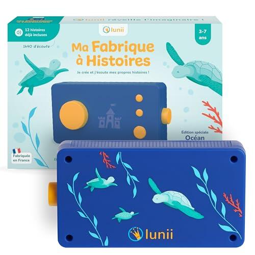Lunii – Ma Fábrique à Historias Edición Limitada Ocean + 1:41 de Historias para Composer Incluidas para descargar, Caja de Historias interactiva para niños de 3 a 8 años – Cuentadora Fabricada en