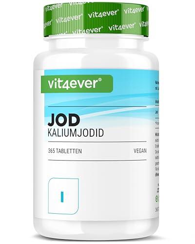 vit4ever Yodo 400 µg - 365 Comprimidos de Yoduro de Potasio - Yoduro de Potasio para 1 Año - Alta Biodisponibilidad - Sin Aditivos innecesarios - Alta Dosificación - Vegano