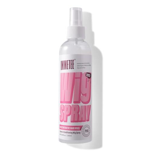 immetee Spray sin aclarado para pelucas de cabello humano y sintético, PH5 PH6, spray desenredante y fácil de peinar, aporta brillo y frescura.(250Ml/8.4Fl. Oz) (250 ml, PH6 For Synthetic Wig)