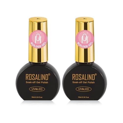 ROSALIND Gel Constructor para Uñas, 2pcs 10ml Builder Base Gel Uñas Proteger Reforzamiento Nail Extensión Esmaltes Semipermanentes de Uñas para Principiante y Profesional