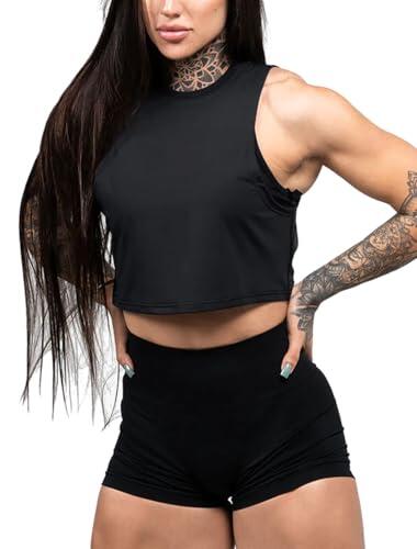 Hanyomo Mujer Yoga Ejercicio Camisetas sin mangas Aptitud física Culturismo Chaleco recortado Atlético Camisetas sin mangas 2557 Negro M