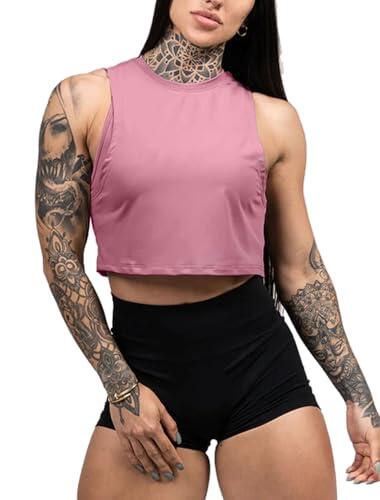 Hanyomo Mujer Yoga Ejercicio Camisetas sin mangas Aptitud física Culturismo Chaleco recortado Atlético Camisetas sin mangas 2557 Rosado M