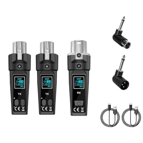 Puupaa UHF Sistema de Micrófono Inalámbrico XLR Transmisor Receptor 510-590MHz Rango Dinámico 110dB para Guitarra Eléctrica Bajo Mezclador de Audio Sistema PA (Uno y Dos)