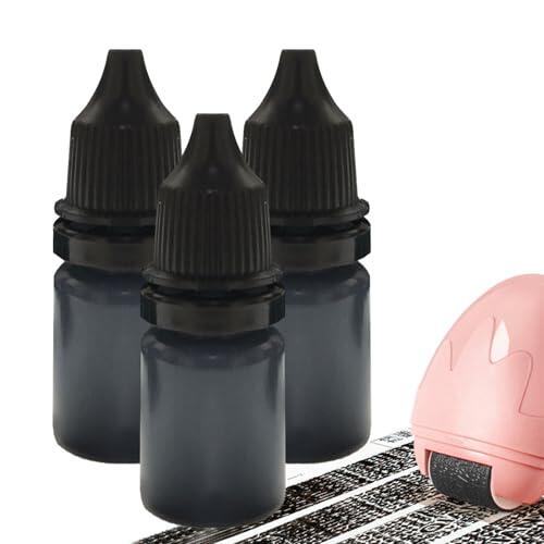 Tinta de recambio para sellos, juego de 3 botellas de 10 ml de tinta rellenada | Refil de sellos negros duraderos Iink | Sellos InkK - Las explicaciones se utilizan para tarjetas postales, paquetes e