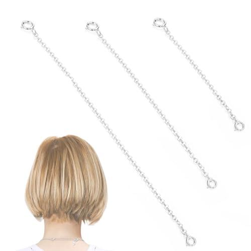 Cadena de Extensión, 3 pcs Extensión de Cadena de Plata Cadenas Extensibles de Ley Cadena para Fabricación de Joyas para Alargar Tus Collares y Pulseras (3/5/8 cm), Plata