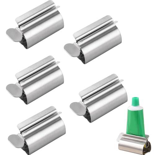 Exprimidor de Pasta de Diente, Acero Inoxidable Tubo Dispensador, Dispensador Universal Rolling para Tubos de Pasta de Dientes, Crema, Pintura y Ungüentos,Práctico y Eficiente (5)