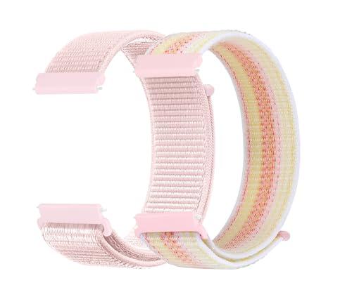 Aoekne 2Pcs Correas de Nylon para Reloj, 20mm Bandas Deportivas Ajustables y Transpirables, Correa Reloj de Repuesto para Niños