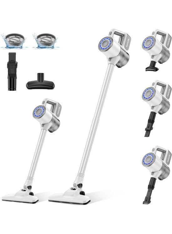 VersLife Aspiradora sin Cable S6PRO,30kPa Aspirador Escoba sin Cable Potente,Diseño Sin Enredos,Filtración HEPA de 6 Etapas,Herramientas Multifuncionales,Aspirador Inalámbrico para Mascotas y Suelos
