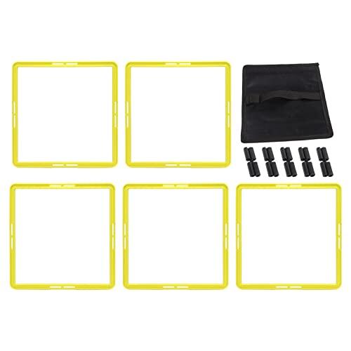 Adfaga 5 Pack Agility Trainity Anillos Equipo de Entrenamiento de Velocidad Profesional para fútbol Baloncesto Fútbol Diseño cuadrileral Material PP 42.5 cm x 42.5 cm x 1.2 cm con (Amarillo)