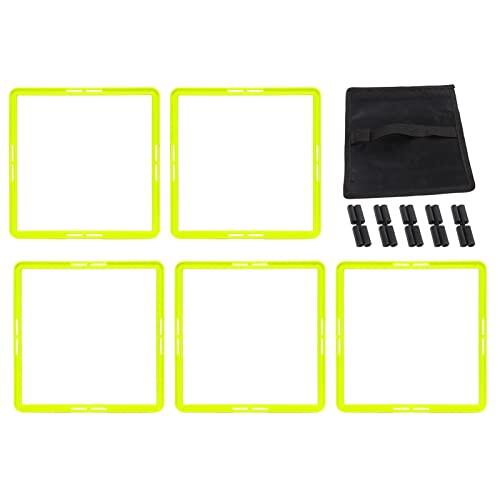 Adfaga 5 Pack Agility Trainity Anillos Equipo de Entrenamiento de Velocidad Profesional para fútbol Baloncesto Fútbol Diseño cuadrileral Material PP 42.5 cm x 42.5 cm x 1.2 cm con (Verde)