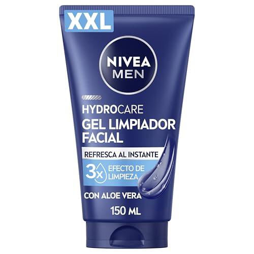 NIVEA MEN Hydrocare XXL - Gel Limpiador Facial - Jabón limpiador para Hombre - Frescura Inmediata - Con Aloe Vera y Provitamina B5-3x Efecto de Limpieza Facial - Todo Tipo de Piel - 150 ml