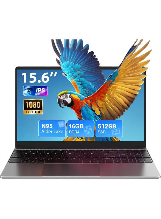 SADSYMB Ordenador Portatil 15.6 Pulgadas, Win11 PC Portátil 16GB RAM 512GB SSD N95 CPU(hasta 3,4 GHz), Laptop IPS HD de 1920 x 1080 FHD, traer WiFi 5, HDMI, 2*USB 3.0, Type- C, TF Card Slot