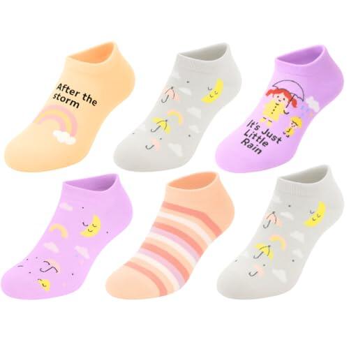 Nakloe - 6 Pares - Calcetines tobilleros niña - Calcetines niña - Cómodo, colorido y colegial - Transpirables y algodón (FR/ES, Números, 23, 27, Regular, Multicolor)