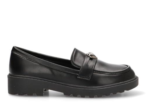 Etika Mocasines para Niña, Zapato de Charol con Detalle de Corazón, Calzado Clásico de Colegio sin Cordones, Modelo 40332 Negro - 32