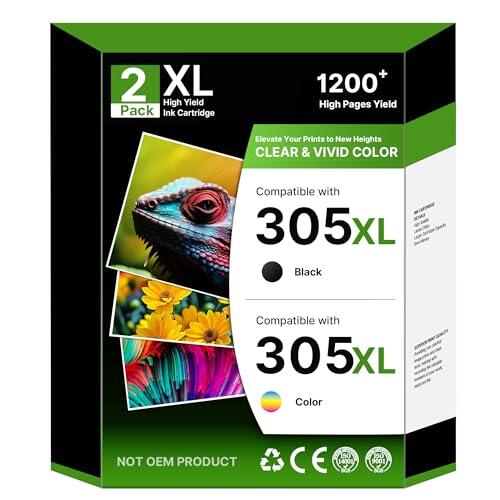 NewLift Tinta 305 305XL para Cartuchos HP 305 XL Negro Y Color Compatibles con HP Deskjet 2800e 2810e 2820e 4220e para Envy 6000 6020e 6032e 6420e 6032e 6020 (Tinta 305 XL,2 Pack)