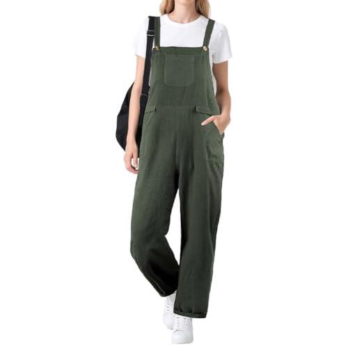 BSBUY Mono Mujer Verano, Peto para Mujer Grande, Overol Holgado de Verano Ajustable, Casual Ajustable Correa Monos, Pierna Suelta Mamelucos, L