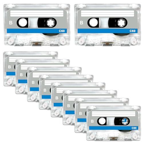 Behogan 10 unidades de cassettes de audio: 60 min Audio Cassette Empty Cassette Tapes, vacíos de audio para casetes de música, casetes de audio silenciosos para conferencias, grabación, seminarios