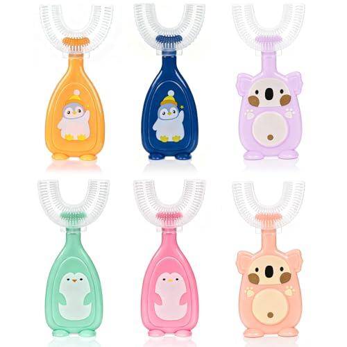 3 Piezas Cepillo de Dientes Infantil, 2-6 Años Cepillo de Dientes en Forma de U, Cerdas de Silicona Suave Masaje de 360 ​​Grados Cavidad Bucal, Cepillo Dental Manual de Bebés y Niños (6pcs)