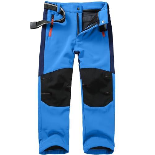 Pantalones de esquí de Softshell para niños con forro de tipo cargo, pantalones térmicos para niños y niñas, pantalones de nieve, pantalones de invierno para exteriores, pantalones de senderismo, azul