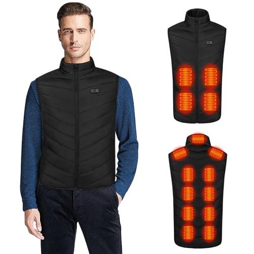 Bwaliffury Chaleco Calefactable Hombre, Chaleco Eléctrico Calefactable 3 Niveles de Temperatura, 15 Zonas de Calefacción Chaleco Calefactable, para Esquí Camping Caza Pesca Moto (Negro M)