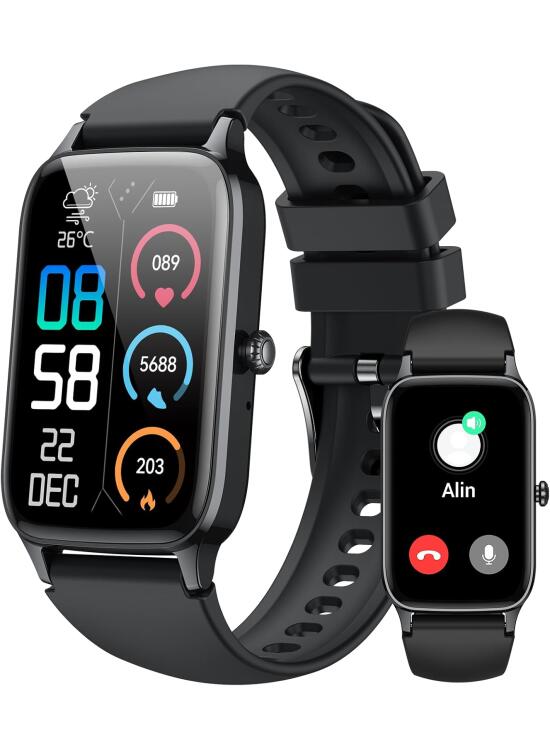 Reloj Inteligente Hombre Mujer, Pulsómetro/Monitor de Sueño/Podómetro Smartwatch, 1.57'' HD Smart Watch Llamadas Bluetooth, 110+ Deportivos Modos Pulsera Actividad, Impermeable IP68 Android iOS