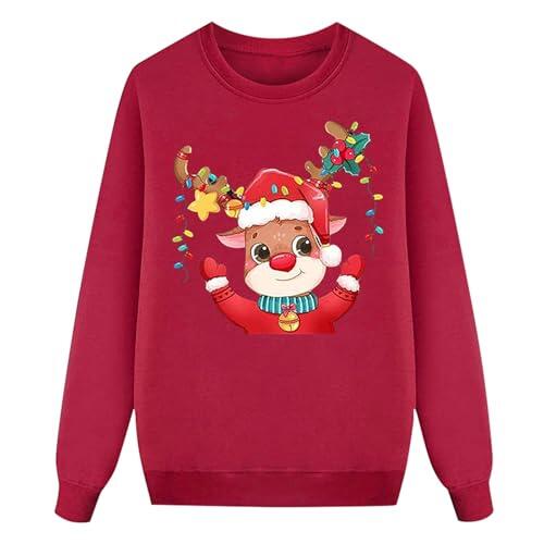 Sudadera de manga larga con estampado navideño, conjunto de tres piezas con capucha para padres e hijos (estilo mamá), rosso, L