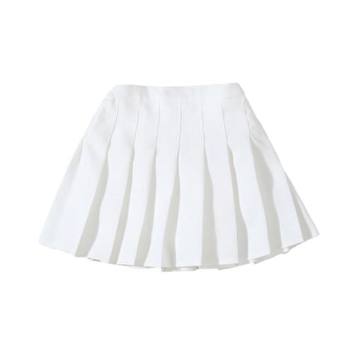 Falda de moda de verano para niñas, cintura de tenis, falda delgada plisada, falda casual de cintura alta, mini falda, falda de moda de cintura alta, Blanco, 3-4 años