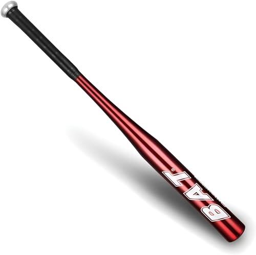 Bate de Béisbol de Aluminio 75cm, Súper Resistente, Potente y Seguro, Ideal para Juego al Aire Libre, Entrenamiento, Deporte y Uso Recreativo, Diseño Ergonómico para Adultos y Jóvenes (Rojo)
