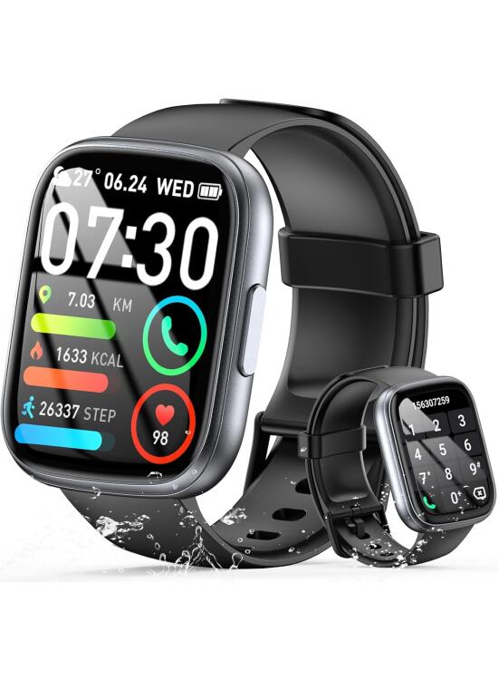 Reloj Inteligente Hombre Mujer, 1.95" Smartwatch con Llamadas Bluetooth y Notificación, 110+ Modos Deportivos Smart Watch con Podómetro/Pulsómetro/Sueño, IP68 Pulsera Actividad para Android iOS