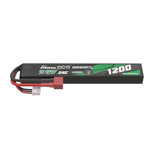 Gens Ace Batería LiPo 7,4 V 1200 mAh 25C 2S1P con Conector Deans (T-Deans), Compatible con Réplicas de Airsoft AEG