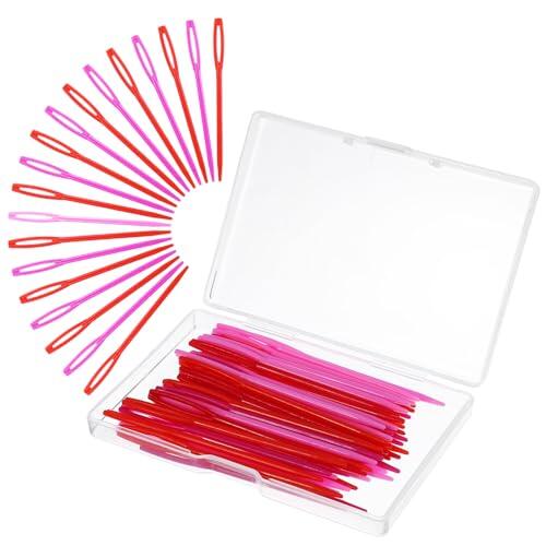 100 agujas de coser de plástico surtidas, agujas de hilo de ojo grande de 2.7 pulgadas para ganchillo y tapiz, agujas de coser de plástico para manualidades, costura, ganchillo