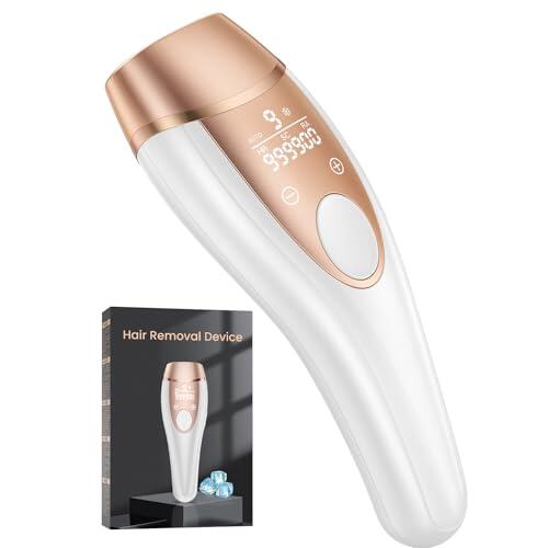 21J Depiladora Laser Indolora con Función De Refrigeración, Depiladora Luz Pulsada 9 Niveles de Energía, Maquina Laser Depilacion Casa para Rostro, Bikini y Cuerpo, Blanco