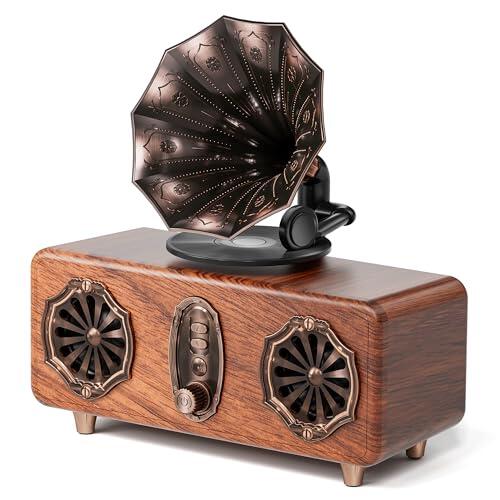 COLSUR Altavoz Bluetooth Retro Vintage FM Radio admite Tarjeta TF/AUX/USB portátil inalámbrico para iPhone Android 10W Altavoz Bluetooth 5.4 1800 mAh batería