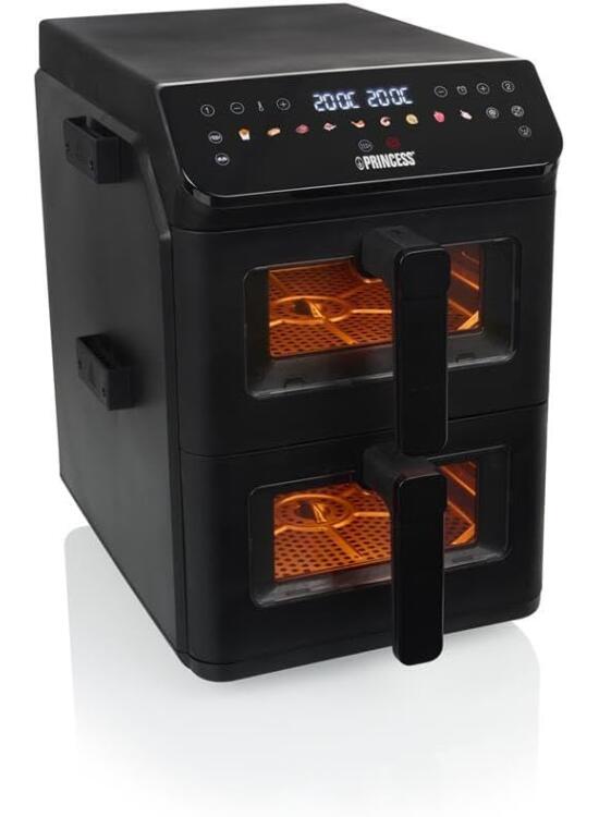 Princess Freidora de Aire Vertical Dos Zonas 8 Programas 3000W Eléctrica Negro Plástico 182490
