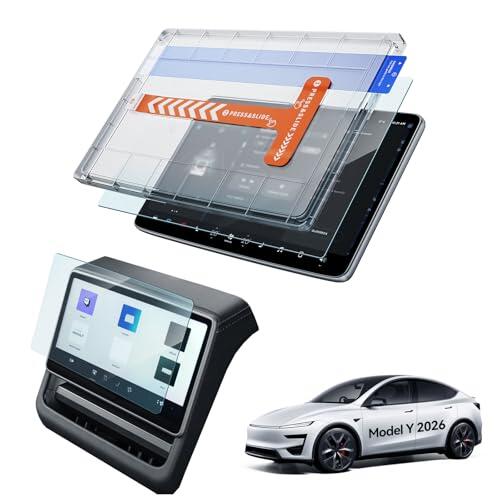 LANTU 2 Piezas 16" + 8" Protector de Pantalla para Tesla Model Y 2026 Premium/Performance, Mate Antirreflejo Frontal Y Trasero Pantalla 9H Vidrio Templado Protección de Pantalla con Kit de Instalación