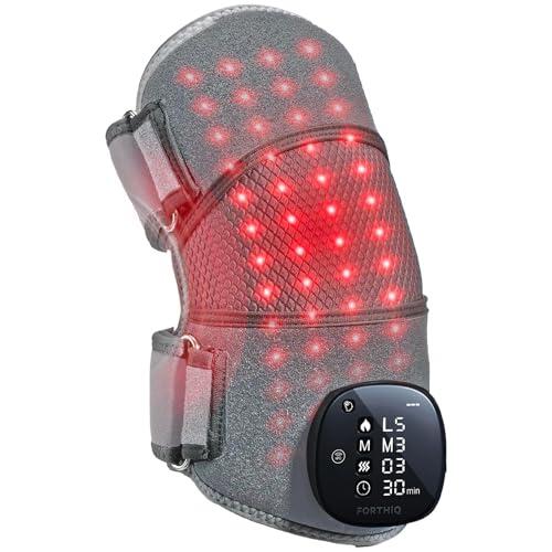FORTHiQ RED+ Rodillera con calor y luz roja, masajeador con 5 niveles y 52 luces rojas/IR, inalámbrico y ajustable para rodillas, codos y hombros, Regalo para hombres y mujeres