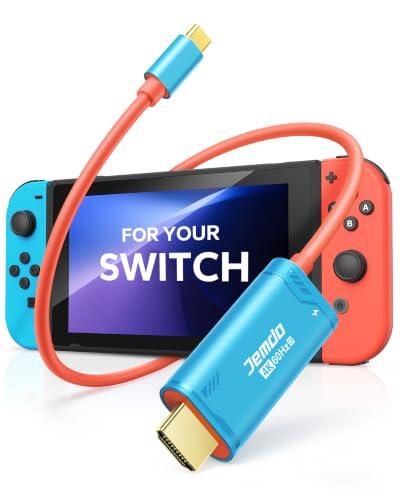 JEMDO Adaptador HDMI para Switch 2, Cable USB-C 3.2 a HDMI 2.0 de 2m (4K 60Hz, 18Gbps), Carga PD 100W, Dock de TV Portátil Compatible con Nintendo Switch 2 (inferior a V21.0.0)/OLED/2017, Azul
