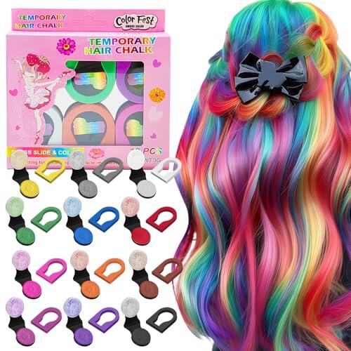 12 Colores Tizas para el Pelo, Tinte Temporal Lavable para Niños y Adultos, Tizas de Color para Teñir el Cabello, Ideal para Fiestas, Carnaval, Cumpleaños, Navidad y Cosplay