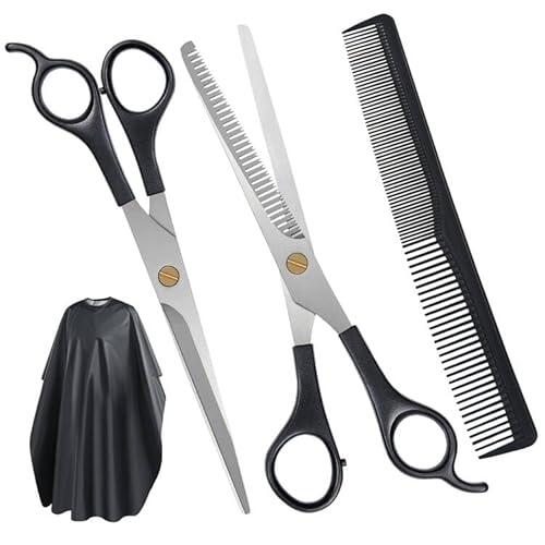 Beugo Capas para Peluqueria, 4 Piezas Set de Capa de Barbero Profesional con Tijeras Peluqueria y Peine, Impermeable Capa de Peluquería para Peinado, Cortes y Colores, Hombres y Mujeres, A